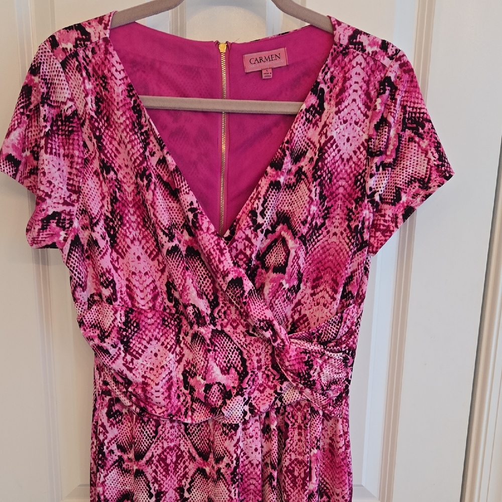Carmen Pink Snake Print Dress